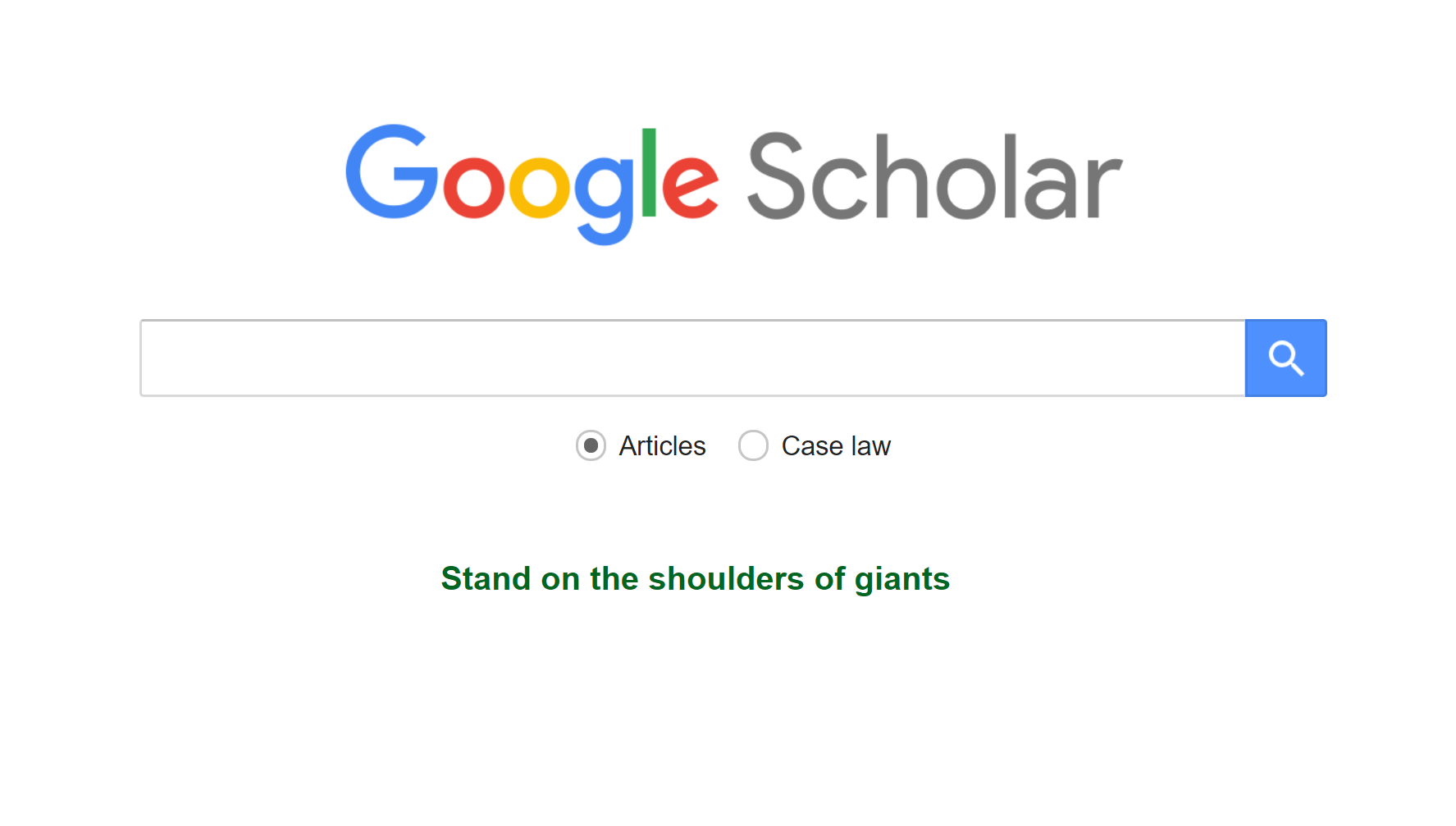 Google Scholar home page. Have you ever wondered what the blurb on the front of Google Scholar means? Who is standing on whose shoulders? Google and the Google logo are registered trademarks of Google LLC, used with permission.