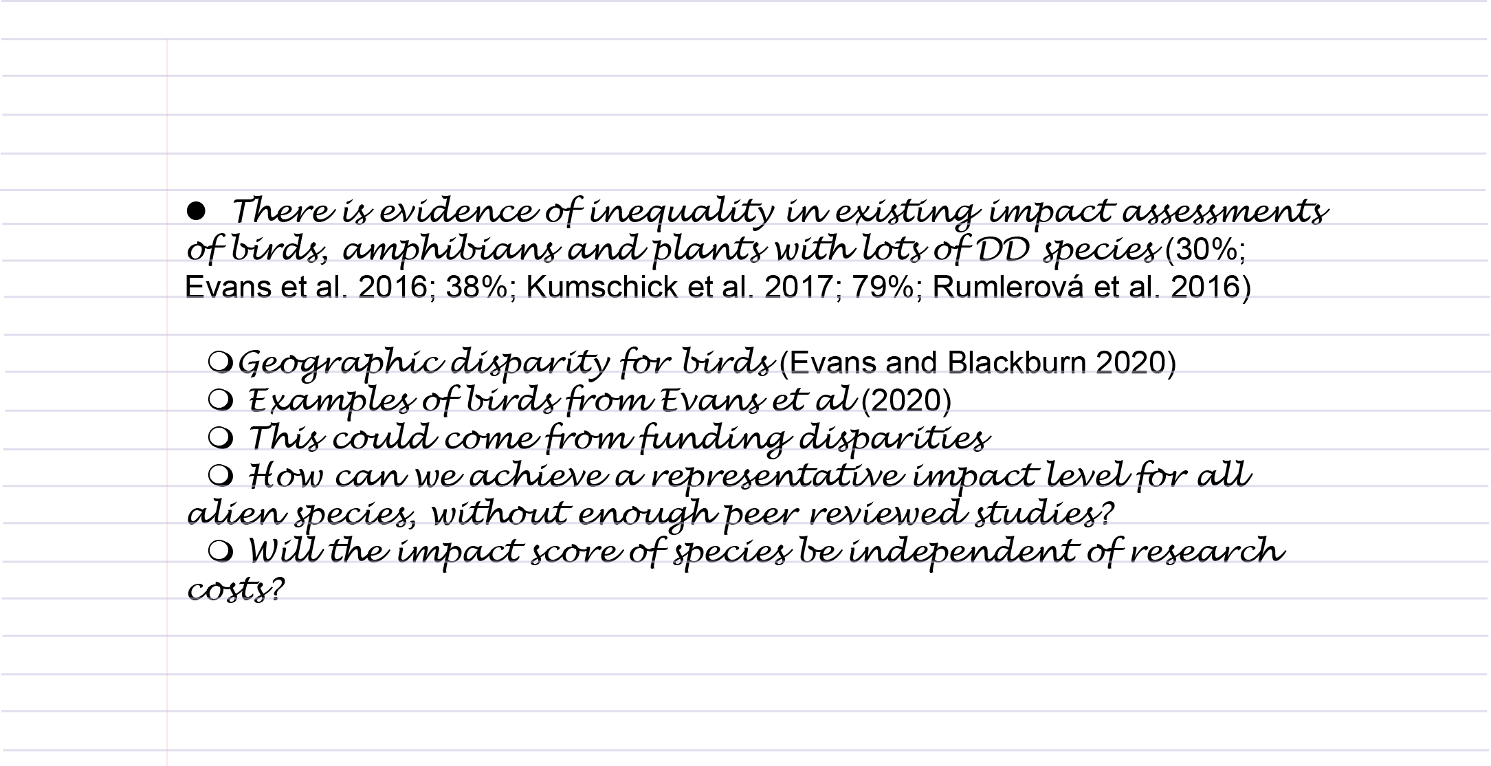 Example of a fleshed out outline of a paragraph in the introduction. In this outline taken from Measey et al. (2020), citations and relevant figures have been inserted for each of the statements.